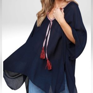 Navy Blue Cape Top
